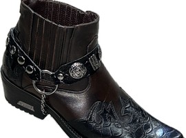 2827-08 черный+коричневый, натуральная кожа